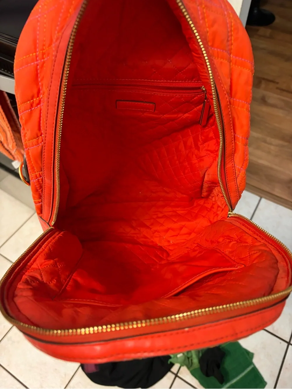 Tory Burch Orange Quilted Mini Backpack